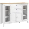 Image de Buffet salon - meuble rangement - HOMCOM - 1 placard 2 placards vitrés 2 tiroirs réglable - bois - 120x40x90cm - blanc