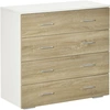 Image de Commode De Rangement 4 Tiroirs 76 X 35 X 72 Cm Blanc Et Couleur Bois