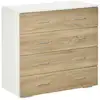 Image de Commode meuble de rangement style contemporain 4 tiroirs 76 x 35 x 72 cm blanc et couleur bois