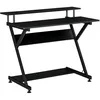 Image de Bureau gaming - HOMCOM - 100 cm bureau informatique avec support décran mobilier - bois métal - noir