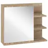 Image de Armoire miroir de salle de bain avec étagère - 3 étagères latérales - kit installation murale fourni - panneaux particules aspect chêne clair