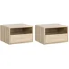 Image de Lot De 2 Tables De Chevet Murales Aspect Chêne Clair