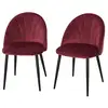 Image de Lot de 2 chaises velours bordeaux pieds métal noir dim. 52l x 54l x 79h cm