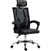 Image de Fauteuil De Bureau Manager Réglable Maille Polyester Pu Gris Noir