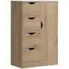 Image de Meuble de rangement moderne 1 porte 4 tiroirs - panneaux particules aspect chêne clair