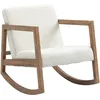 Image de Fauteuil Lounge À Bascule Bois Hévéa Effet Peau De Mouton