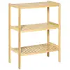 Image de Etagère de rangement 3 niveaux sur pied - étagères à lattes - dim. 62l x 33l x 80h cm - bois de bambou