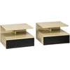 Image de Lot De 2 Tables De Chevet Murales - Tiroir, Niche - Bois