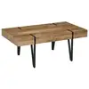 Image de Table basse rectangulaire style industriel piètement épingle métal noir plateau aspect ancien bastaing bois