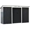 Image de Abri de jardin - remise pour outils - cabanon portes verrouillables - dim. 2,8l x 1,3l x 1,72h m - tôle d'acier gris noir