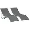 Image de Lot de 2 bains de soleil pliables design contemporain - lot de 2 transats ergonomiques - alu. Textilène anthracite