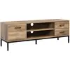 Image de Meuble Tv Banc Tv Industriel Acier Noir Aspect Bois