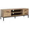 Image de Meuble tv - HOMCOM - banc télé bois pour téléviseur jusquà 50 pouces placard 2 tiroirs niches - bois - 132x39x455cm - marron