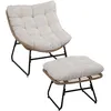 Image de Fauteuil De Jardin Avec Repose-pieds 2 Coussins Inclus