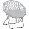 Image de Loveuse fauteuil rond de jardin fauteuil lune papasan pliable grand confort macramé coton polyester gris