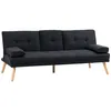 Image de Canapé convertible - HOMCOM - 3 places rembourré dossier réglable 3 niveaux 2 coussins - lin - gris