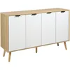 Image de Buffet Scandinave 4 Portes 2 Étagères Bois Pin Portes Chevrons Blanc Bois Clair