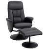 Image de Fauteuil relax - HOMCOM - avec repose-pied pivotant 360° dossier inclinable support 120 kg - synthétique métal - noir