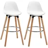 Image de Tabourets de bar - HOMCOM - lot de 2 chaises de bar PU avec dossier repose-pied moderne - bois PU - blanc