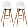 Image de Tabourets de bar style scandinave - lot de 2 tabourets de bar avec repose-pieds - piètement bois de hêtre assise pu blanc