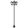 Image de Lampadaire de jardin luminaire extérieur solaire led 3 têtes 120 lm dim. 51,5l x 47l x 182,5h cm acier inox. Plastique noir