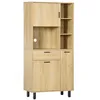Image de HOMCOM - Armoire de cuisine - Panneaux de particules - 78x40x166cm - Bois naturel