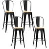 Image de Lot De 4 Tabourets De Bar Industriel Avec Dossier Repose-pied