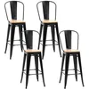 Image de Tabourets de bar - HOMCOM - industriel lot de 4 avec dossier repose-pied assise 76 cm - métal bois - noir