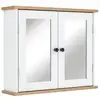 Image de Armoire murale de salle de bain avec étagère réglable et 2 portes avec miroir en mdf - dim. 56i x 14p x 46h cm