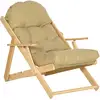 Image de Fauteuil De Jardin Pliable Bois Avec Coussin Capitonné Beige