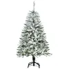 Image de Sapin de Noël artificiel - HOMCOM - enneigé 120 cm 200 branches épines imitation nordmann - métal - vert