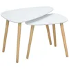 Image de Tables basses gigognes - HOMCOM - lot de 2 design scandinave pieds bois plateau bois - bois - blanc