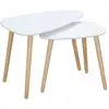 Image de Lot de 2 tables basses gigognes design scandinave bicolore bois clair blanc pieds effilés bois de pin