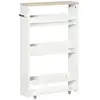 Image de Meuble bas colonne rangement salle de bain à roulettes 3 niveaux dim. 48l x 15l x 80h cm mdf panneaux blanc aspect chêne clair