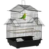 Image de Cage à oiseaux - PawHut - design maison mangeoires perchoirs 3 portes plateau amovible poignée - métal - 505x41x63cm - noir