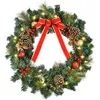 Image de Couronne de noël artificielle - HOMCOM - lumineuse 20 LED 60 cm décor houx pommes pin - plastique - vert