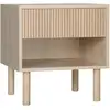 Image de Table de chevet table de nuit design urban craft - tiroir coulissant, niche - piètement cylindrique - panneaux particules aspect bois clair