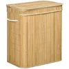 Image de Panier à linge - HOMCOM - bambou avec couvercle poignées 90 L 2 sections sac amovible - bambou - 542x352x595cm