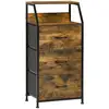 Image de Meuble de rangement colonne design industriel - 3 tiroirs, niche, étagère - châssis acier noir mdf aspect bois avec veinage