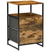 Image de Chiffonnier design industriel - 2 tiroirs, niche, plateau - châssis acier noir mdf aspect bois avec veinage