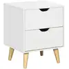 Image de Chevet table de nuit design scandinave 2 tiroirs piètement bois pin panneaux particules blanc