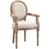 Image de HOMCOM - Fauteuil de salon - Tissu polyester au toucher lin - 56x56x96cm - Crème