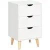 Image de Chiffonnier 3 Tiroirs Design Scandinave Piètement Bois Pin Panneaux Blanc