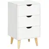 Image de Meuble de rangement chiffonnier 3 tiroirs design scandinave piètement effilé incliné bois pin panneaux blanc