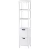 Image de Meuble colonne rangement salle de bain dim. 30l x 30l x 144h cm 2 tiroirs 3 étagères mdf blanc
