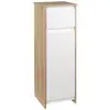 Image de Meuble colonne bas salle de bain style cosy dim. 32l x 30l x 90h cm porte étagère tiroir mdf blanc aspect chêne clair