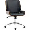 Image de Chaise De Bureau Manager Design Vintage Bois Pu Tissu Noir