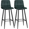 Image de Lot De 2 Tabourets De Bar Design Chesterfield Capitonné Velours