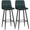 Image de HOMCOM - Tabourets de bar - Velours (100 % polyester) - 42x55x103cm - Vert