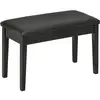 Image de Banquette tabouret siège pour piano avec coffre de rangement pied bois hévéa revêtement synthétique noir